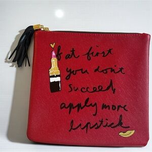 Red “If At First You Don’t Succeed, Apply More Lipstick” Zip Cosmetic Pouch Bag